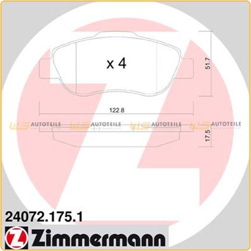 ZIMMERMANN Bremsscheibe 230.2367.20 + Bremsbelagsatz, Scheibenbremse 24072.175.1 Bild ZIMMERMANN Bremsscheibe 230.2367.20 + Bremsbelagsatz, Scheibenbremse 24072.175.1