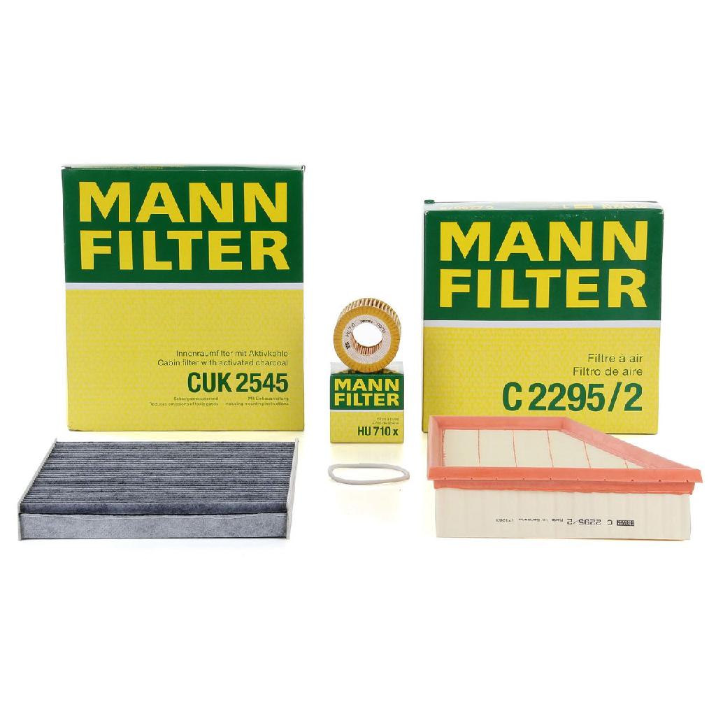 MANN-FILTER Luftfilter C 2295/2 + Filter, Innenraumluft CUK 2545 + Ölfilter HU 710 x