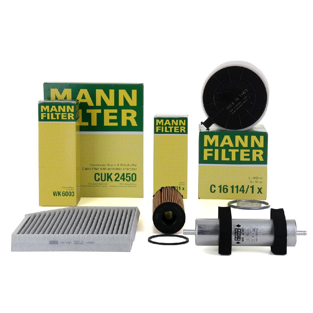 MANN-FILTER Filter, Innenraumluft CUK 2450 + Ölfilter HU 831 x + Luftfilter C 16 114/3 x + Kraftstofffilter WK 6003