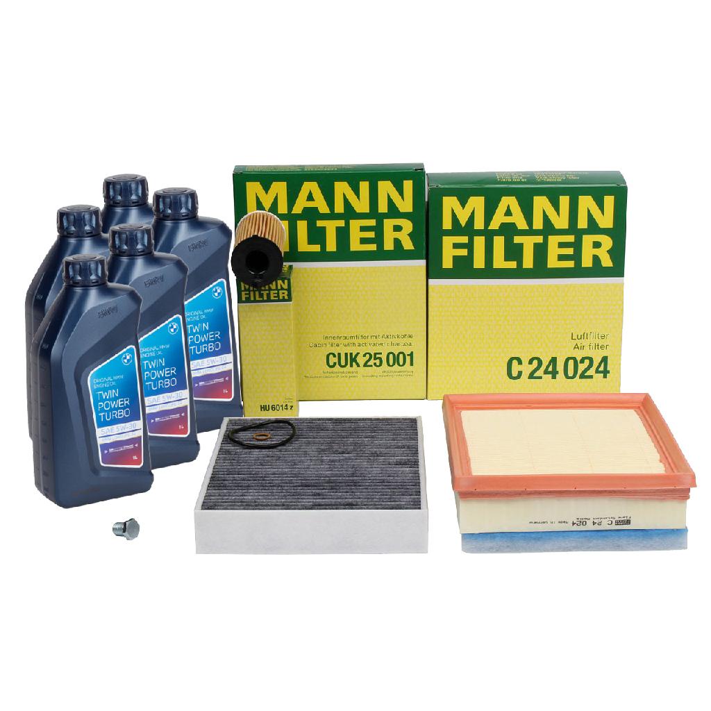 MANN Filterset 3-tlg + 5L ORIGINAL 5W30 Motoröl BMW F20 F21 F22 F23 F30-34 F32-36 B37 B47