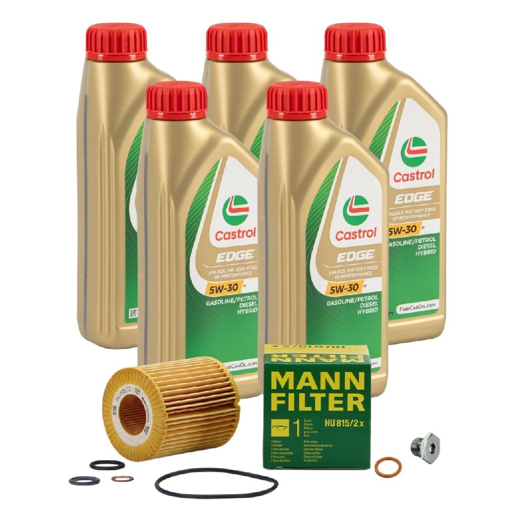 5 Liter CASTROL Edge Motoröl ÖL 5W30 M BMW Longlife-04 + MANN Ölfilter HU815/2x