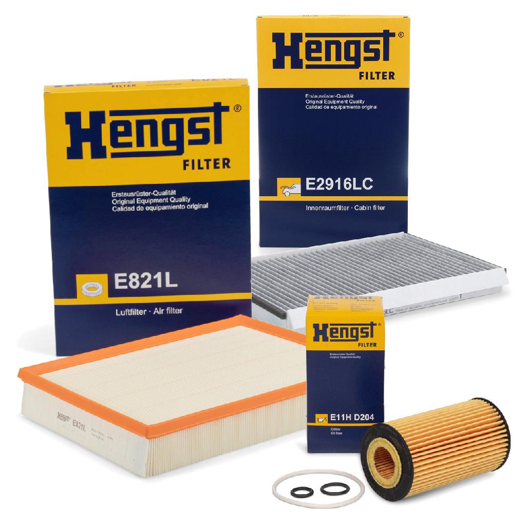 HENGST FILTER Luftfilter E821L + Filter, Innenraumluft E2916LC + Ölfilter E11H D204