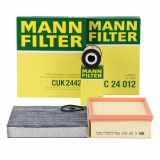 MANN-FILTER Filter, Innenraumluft CUK 2442 + Ölfilter HU 6019 z + Luftfilter C 24 012/1