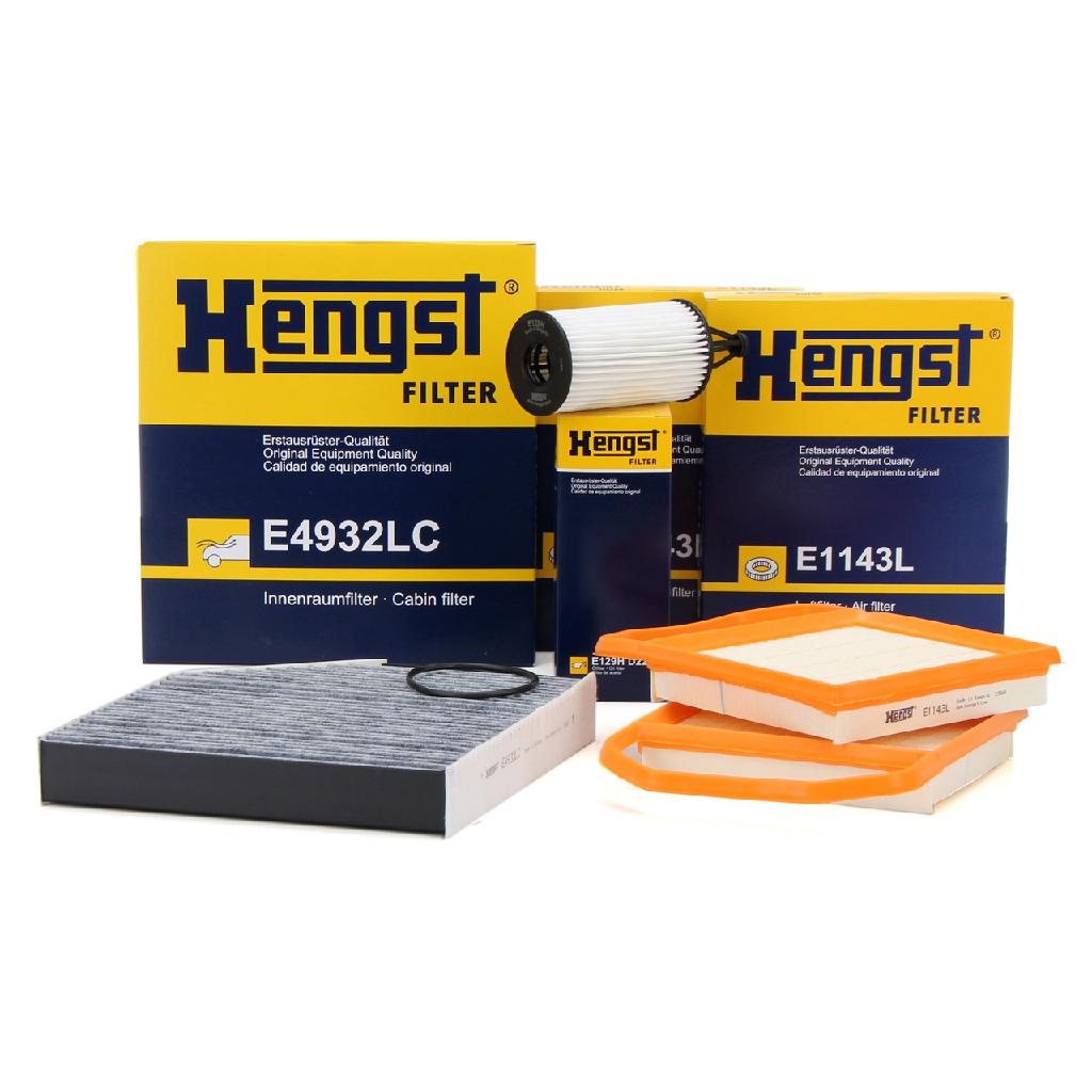 HENGST FILTER Luftfilter E1143L + Filter, Innenraumluft E5967LC + Ölfilter E129H D222