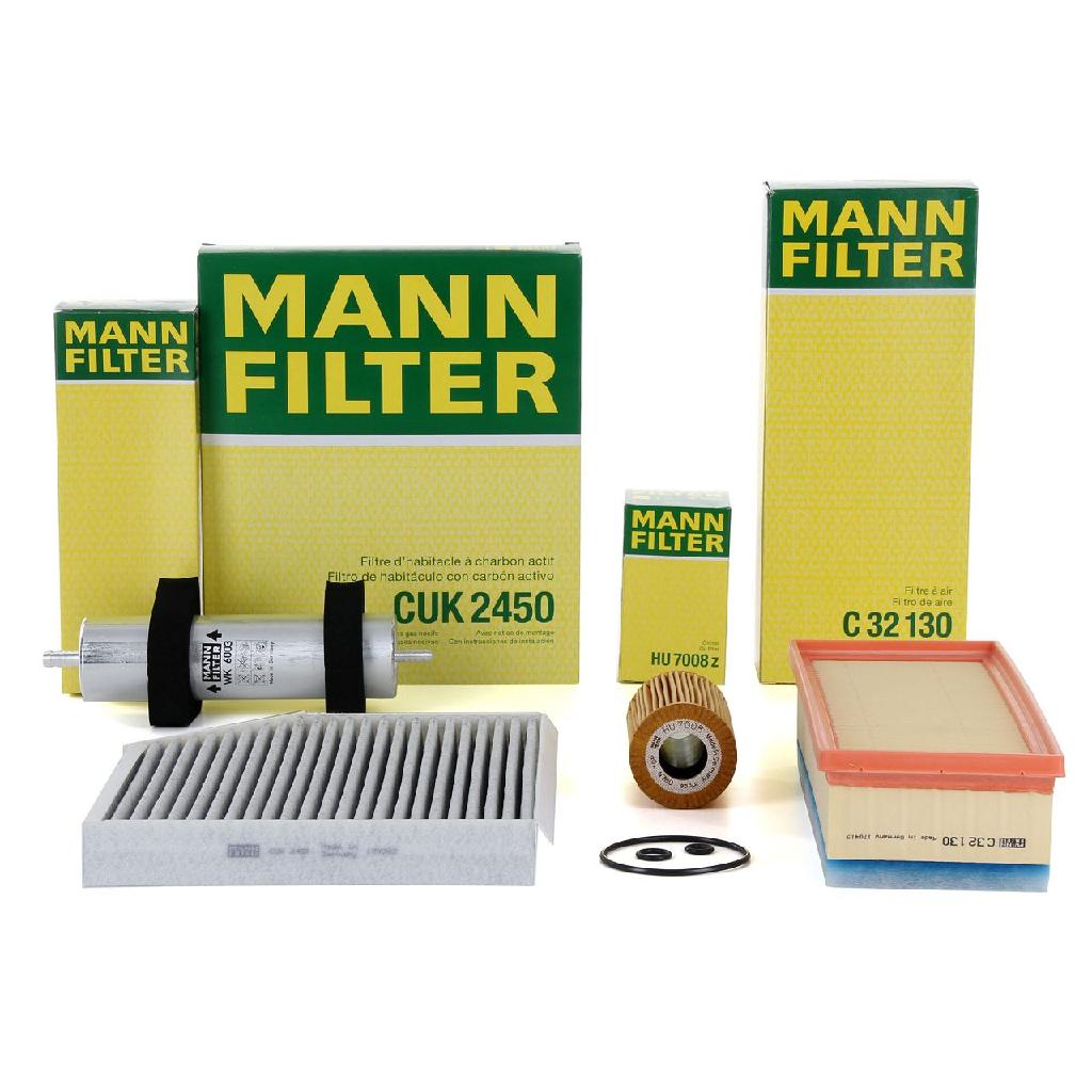 MANN-FILTER Filter, Innenraumluft CUK 2450 + Luftfilter C 32 130 + Ölfilter HU 7008 z + Kraftstofffilter WK 6003