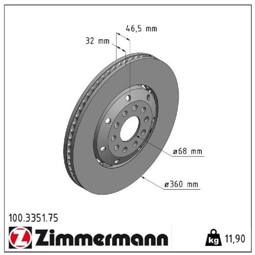 ZIMMERMANN Bremsscheibe 100.3351.75 + Bremsscheibe 100.3352.75 Bild ZIMMERMANN Bremsscheibe 100.3351.75 + Bremsscheibe 100.3352.75