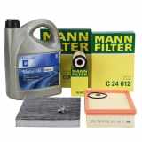 MANN Filterset 3-tlg + 5L ORIGINAL 5W-30 dexos1 Motoröl OPEL Mokka / X (J13) 1.6 CDTi