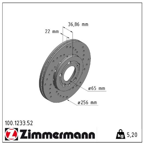 ZIMMERMANN Bremsbelagsatz, Scheibenbremse 23131.195.1 + Bremsscheibe 100.1233.52 Bild ZIMMERMANN Bremsbelagsatz, Scheibenbremse 23131.195.1 + Bremsscheibe 100.1233.52