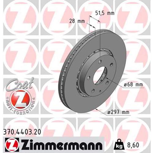 ZIMMERMANN Bremsbelagsatz, Scheibenbremse 25564.160.2 + Bremsscheibe 370.4403.20 Bild ZIMMERMANN Bremsbelagsatz, Scheibenbremse 25564.160.2 + Bremsscheibe 370.4403.20