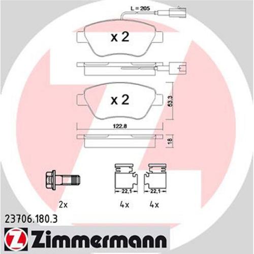 ZIMMERMANN Bremsscheibe 230.2365.20 + Bremsbelagsatz, Scheibenbremse 23706.180.3 Bild ZIMMERMANN Bremsscheibe 230.2365.20 + Bremsbelagsatz, Scheibenbremse 23706.180.3