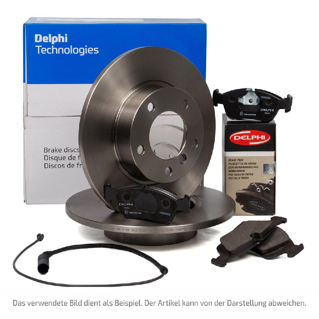 DELPHI Bremsscheiben + Bremsbeläge + Sensor BMW 1er E81 E87 3er E90 E92 ab 03.2010 hinten