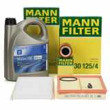 MANN Filterset 3-tlg + 5L ORIGINAL 5W30 dexos1 Gen2 Motor OPEL Corsa 1.3 CDTI mit UFI