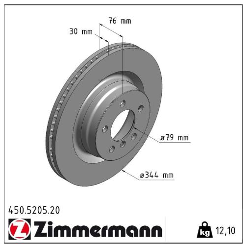 ZIMMERMANN Bremsscheibe 450.5205.20 + Bremsbelagsatz, Scheibenbremse 23397.190.1 Bild ZIMMERMANN Bremsscheibe 450.5205.20 + Bremsbelagsatz, Scheibenbremse 23397.190.1