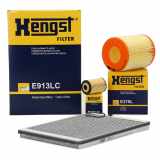 HENGST FILTER Luftfilter E379L + Filter, Innenraumluft E913LC + Ölfilter E105H D51