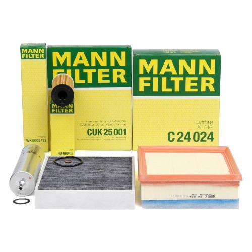 MANN-FILTER Luftfilter C 24 024 + Filter, Innenraumluft CUK 25 001 + Kraftstofffilter WK 5005/1 + Ölfilter HU 6004 x Bild MANN-FILTER Luftfilter C 24 024 + Filter, Innenraumluft CUK 25 001 + Kraftstofffilter WK 5005/1 + Ölfilter HU 6004 x