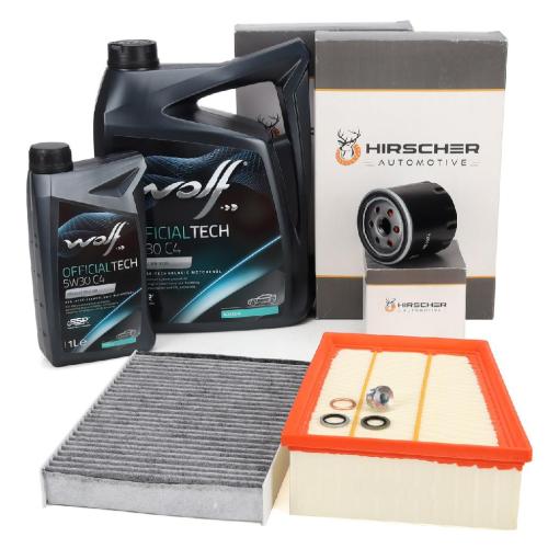 HIRSCHER Filterset 3-tlg + 6L WOLF OFFICIALTECH 5W30 C4 RENAULT Megane 4 Scenic 4 1.5 dCi Bild HIRSCHER Filterset 3-tlg + 6L WOLF OFFICIALTECH 5W30 C4 RENAULT Megane 4 Scenic 4 1.5 dCi