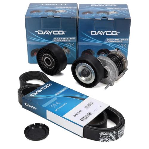 DAYCO Keilrippenriemen 6PK1580S + Umlenk-/Führungsrolle, Keilrippenriemen APV2517 + Riemenspanner, Keilrippenriemen APV2511 Bild DAYCO Keilrippenriemen 6PK1580S + Umlenk-/Führungsrolle, Keilrippenriemen APV2517 + Riemenspanner, Keilrippenriemen APV2511