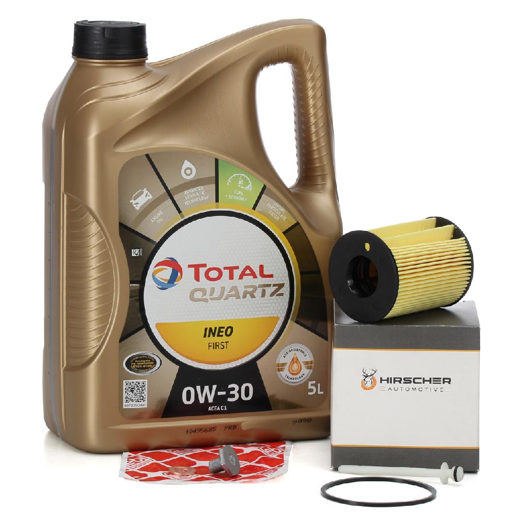 5L TOTAL 0W30 Motoröl + HIRSCHER Ölfilter CITROEN FORD MINI PEUGEOT VOLVO 1.4-1.6 D