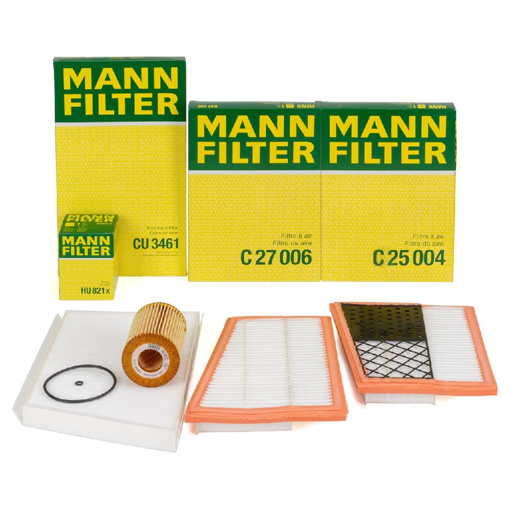 MANN-FILTER Luftfilter C 25 004 + Ölfilter HU 821 x + Filter, Innenraumluft CU 3461 + Luftfilter C 27 006