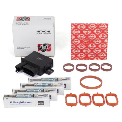 HITACHI Steuergerät + 4x BERU Glühkerze + ELRING Dichtungen BMW E87 E46 E90 E60 X3 E83 M47 Bild HITACHI Steuergerät + 4x BERU Glühkerze + ELRING Dichtungen BMW E87 E46 E90 E60 X3 E83 M47