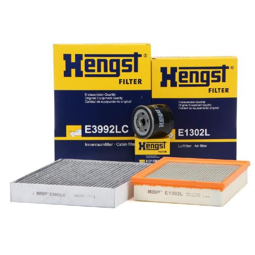 HENGST FILTER Luftfilter E1302L + Filter, Innenraumluft E3992LC + Ölfilter H315W Bild HENGST FILTER Luftfilter E1302L + Filter, Innenraumluft E3992LC + Ölfilter H315W