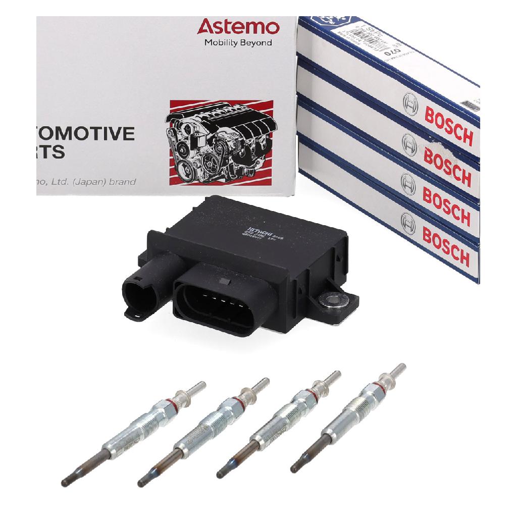 HITACHI Steuergerät Glühzeit + 4x BOSCH Glühkerze BMW E87 E46 E90 E91 E60 E61 X3 E83 M47