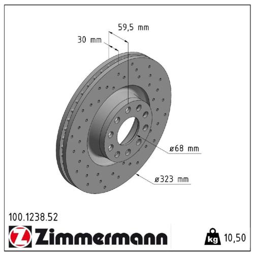ZIMMERMANN Bremsbelagsatz, Scheibenbremse 23885.205.2 + Bremsscheibe 100.1238.52 Bild ZIMMERMANN Bremsbelagsatz, Scheibenbremse 23885.205.2 + Bremsscheibe 100.1238.52