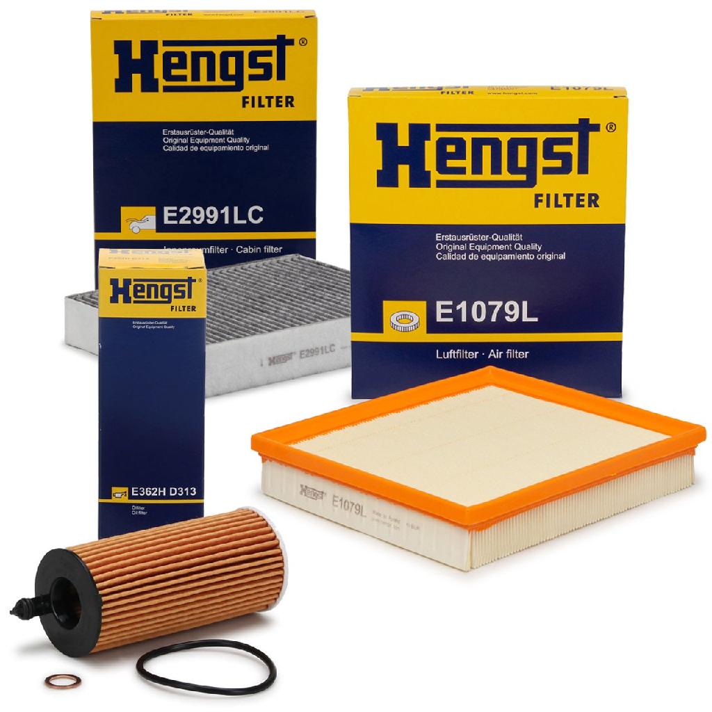 HENGST FILTER Luftfilter E1079L + Ölfilter E362H D313 + Filter, Innenraumluft E2991LC