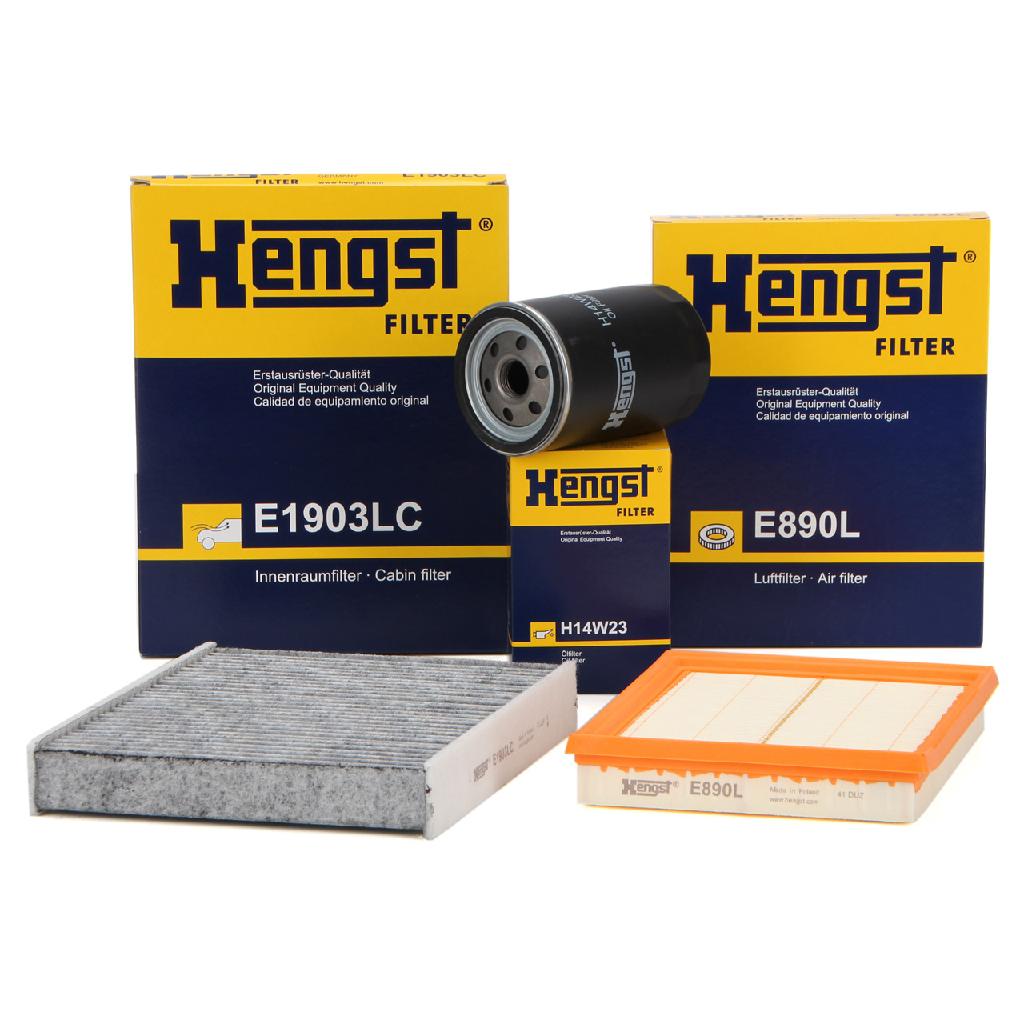 HENGST FILTER Ölfilter H14W23 + Filter, Innenraumluft E1903LC + Luftfilter E890L