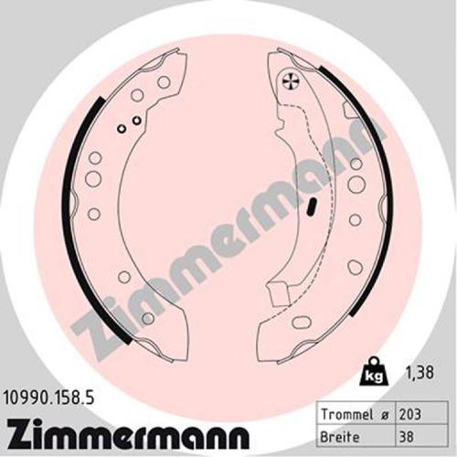 ZIMMERMANN Bremsbackensatz 10990.158.5 + Bremstrommel 470.1856.00 Bild ZIMMERMANN Bremsbackensatz 10990.158.5 + Bremstrommel 470.1856.00