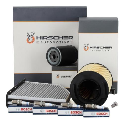 HIRSCHER Filterset + 4x BOSCH Zündkerze VW Golf 5 6 Passat B6 Touran Caddy 3 1.6 2.0 Bild HIRSCHER Filterset + 4x BOSCH Zündkerze VW Golf 5 6 Passat B6 Touran Caddy 3 1.6 2.0