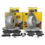 TEXTAR Bremsscheiben + Beläge + Sensor MERCEDES C-Klasse W204 C204 S204 vorne + hinten