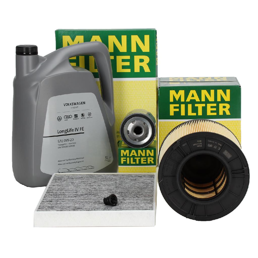 MANN Filterset + 5L ORIGINAL 0W20 Motoröl AUDI A4 (B9) A5 (F5) 1.4 TFSI 150 PS