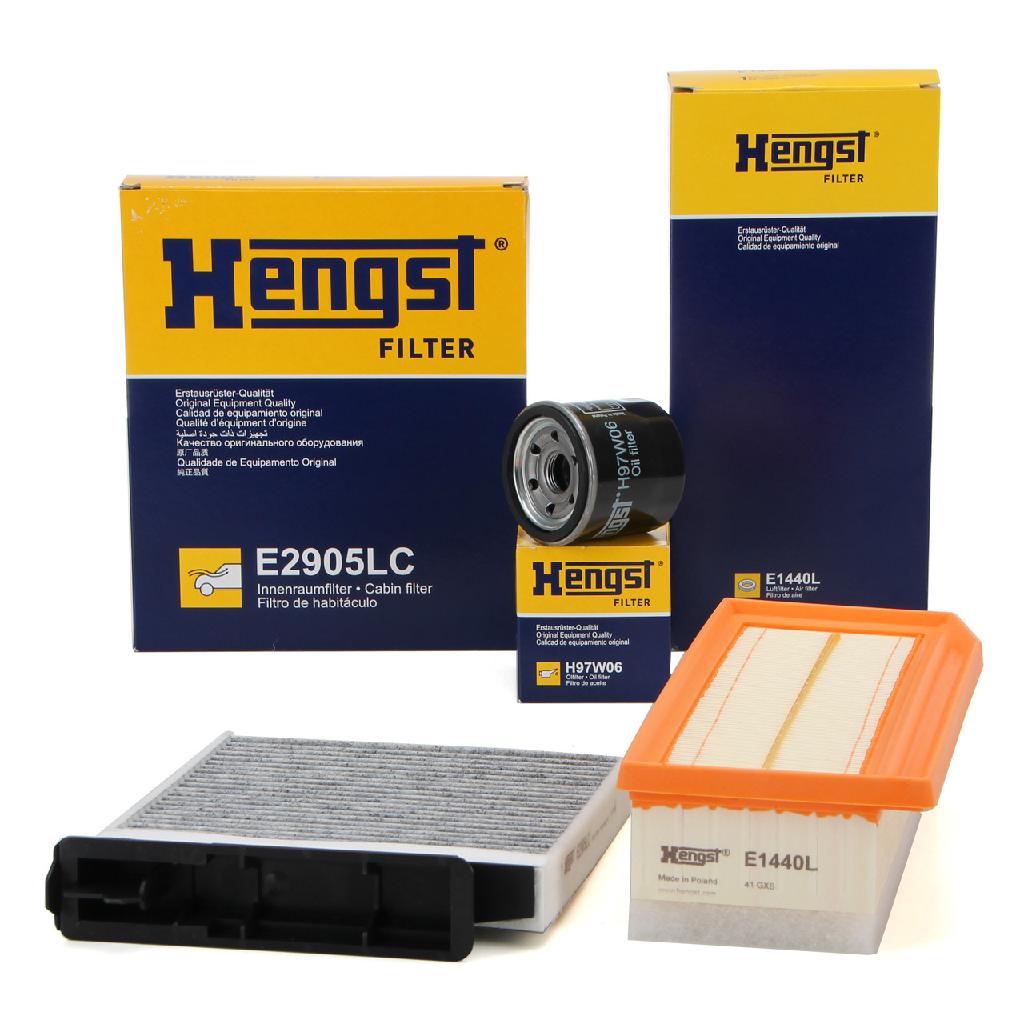 HENGST FILTER Ölfilter H97W06 + Filter, Innenraumluft E2905LC + Luftfilter E1440L