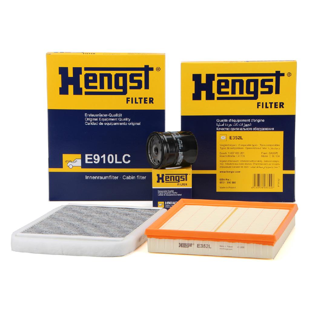HENGST FILTER Luftfilter E352L + Ölfilter H90W26 + Filter, Innenraumluft E910LC