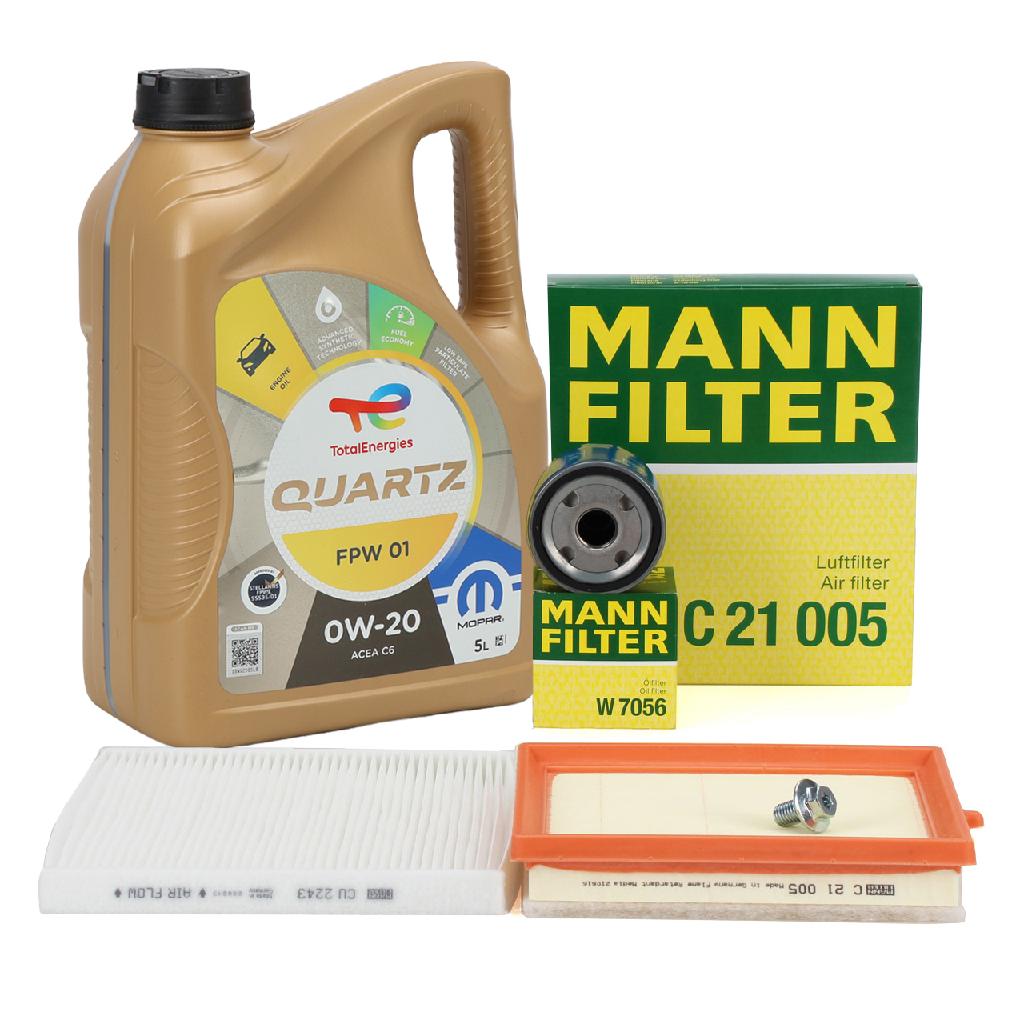 MANN Filterset Filterpaket + 5L ORIGINAL 0W20 Motoröl OPEL Adam (M13) 1.0 90/115 PS