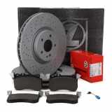 ZIMMERMANN Bremsscheiben + Beläge + Wako MERCEDES W176 C117 X117 X156 45 AMG vorne