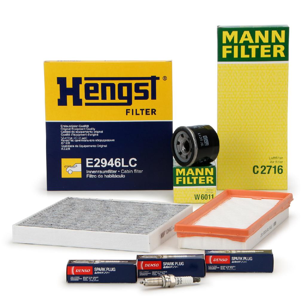 DENSO Zündkerze XU22HDR9 MANN-FILTER Ölfilter W 6011 + Luftfilter C 2716/1 HENGST FILTER Filter, Innenraumluft E2946LC
