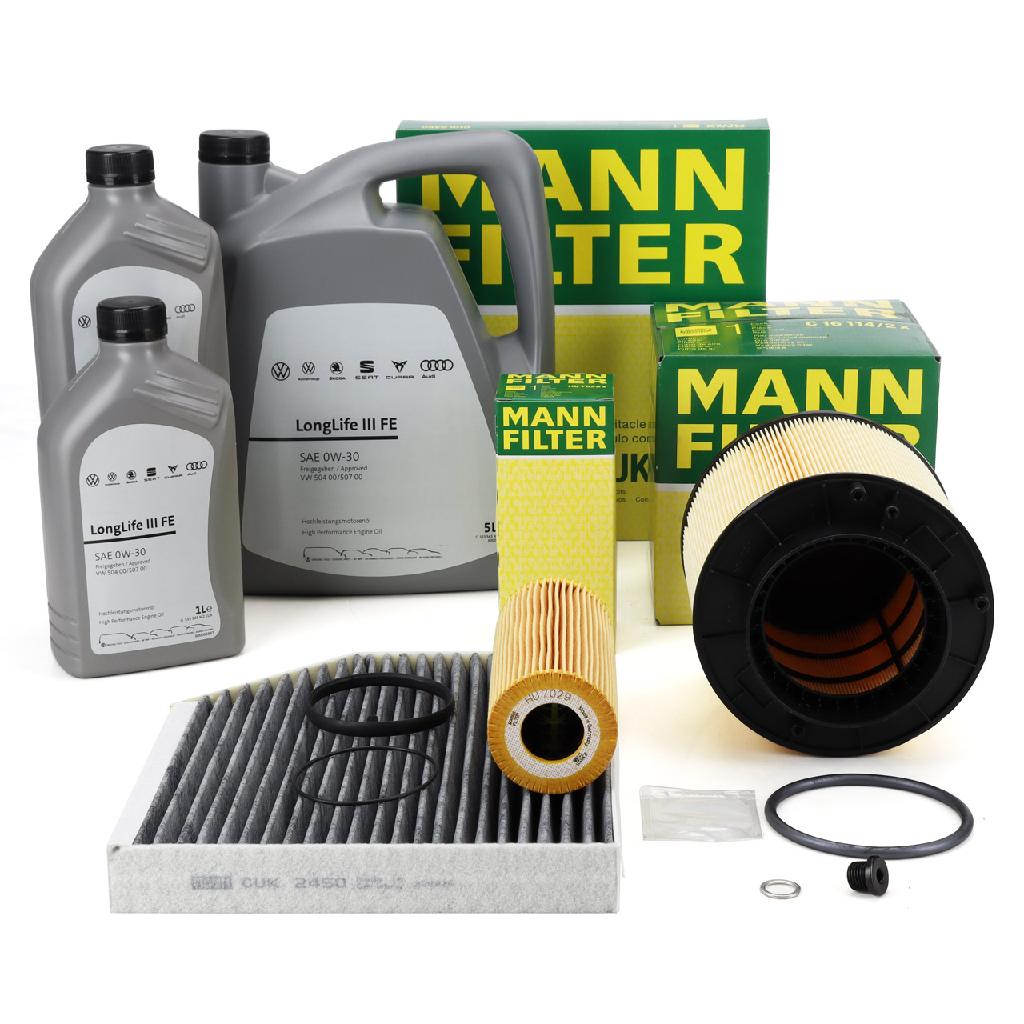 MANN Filterset + 7L ORIGINAL 0W30 Motoröl AUDI A4 S4 B8 A5 S5 Q5 SQ5 8RB 3.0 TFSI 3.2 FSI