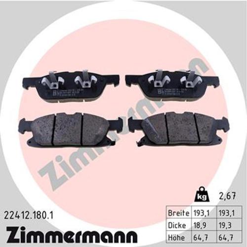 ZIMMERMANN Bremsbelagsatz, Scheibenbremse 22412.180.1 + Bremsscheibe 250.1384.20 Bild ZIMMERMANN Bremsbelagsatz, Scheibenbremse 22412.180.1 + Bremsscheibe 250.1384.20