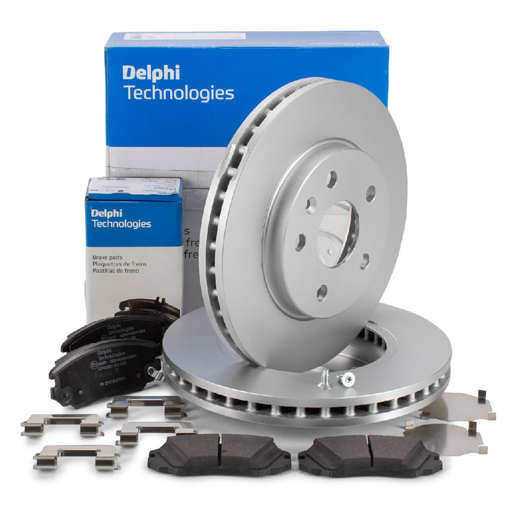 QUICK BRAKE Zubehörsatz, Scheibenbremsbelag 109-1776 DELPHI Bremsscheibe BG4187C + Bremsbelagsatz, Scheibenbremse LP2080