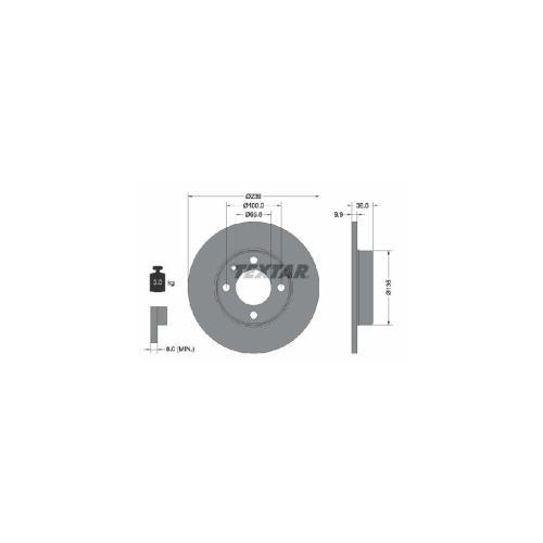 TEXTAR Bremsbelagsatz, Scheibenbremse 2088708 + Bremsscheibe 92009303 Bild TEXTAR Bremsbelagsatz, Scheibenbremse 2088708 + Bremsscheibe 92009303