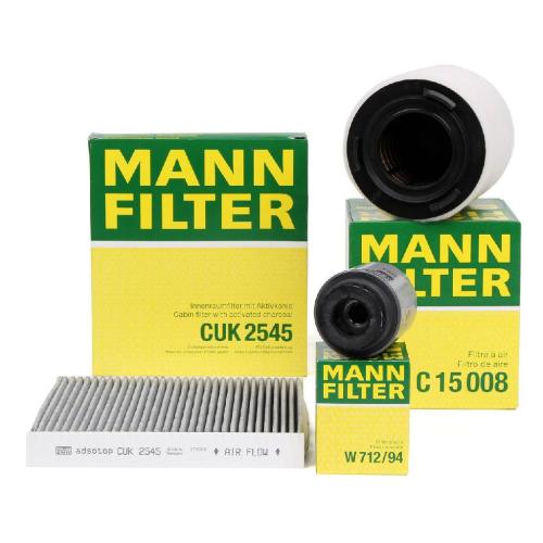 MANN-FILTER Filter, Innenraumluft CUK 2545 + Ölfilter W 712/94 + Luftfilter C 15 008 Bild MANN-FILTER Filter, Innenraumluft CUK 2545 + Ölfilter W 712/94 + Luftfilter C 15 008