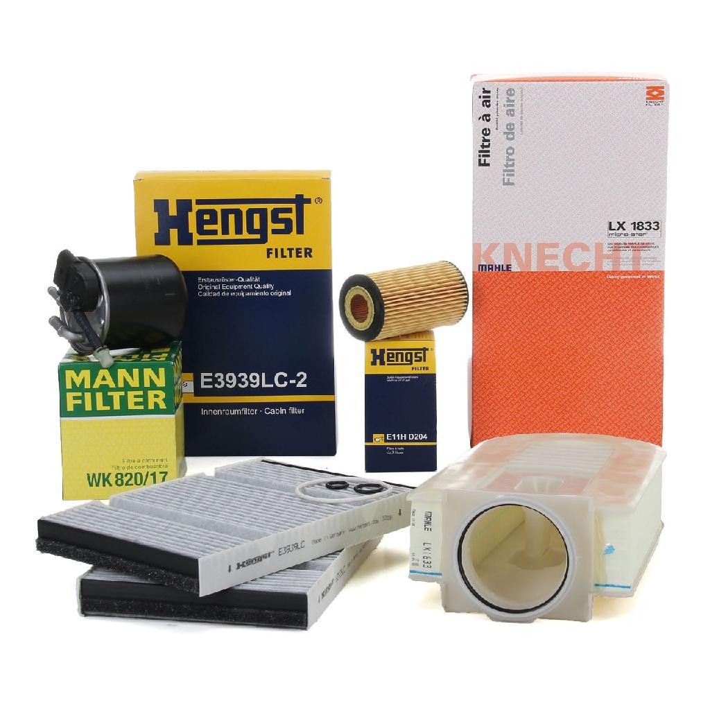 MAHLE Luftfilter LX 1833 MANN-FILTER Kraftstofffilter WK 820/17 HENGST FILTER Filter, Innenraumluft E3939LC-2 + Ölfilter E11H D204