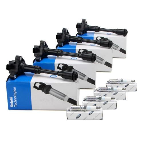 4x DELPHI Zündspule + 4x ORIGINAL Ford Zündkerze Focus 3 Fiesta 6 Mondeo 4 1.6 EcoBoost Bild 4x DELPHI Zündspule + 4x ORIGINAL Ford Zündkerze Focus 3 Fiesta 6 Mondeo 4 1.6 EcoBoost