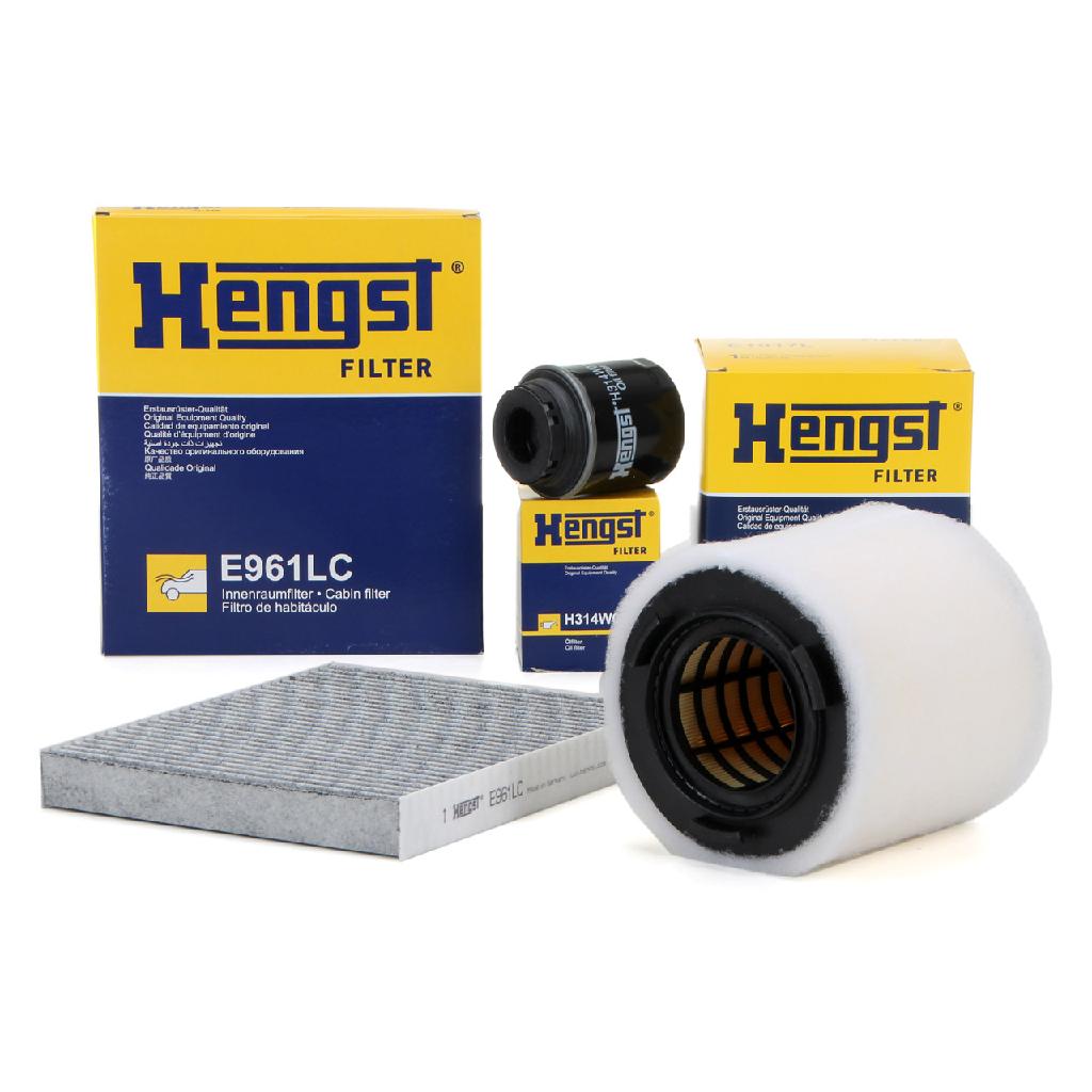 HENGST FILTER Ölfilter H314W01 + Luftfilter E1017L + Filter, Innenraumluft E961LC