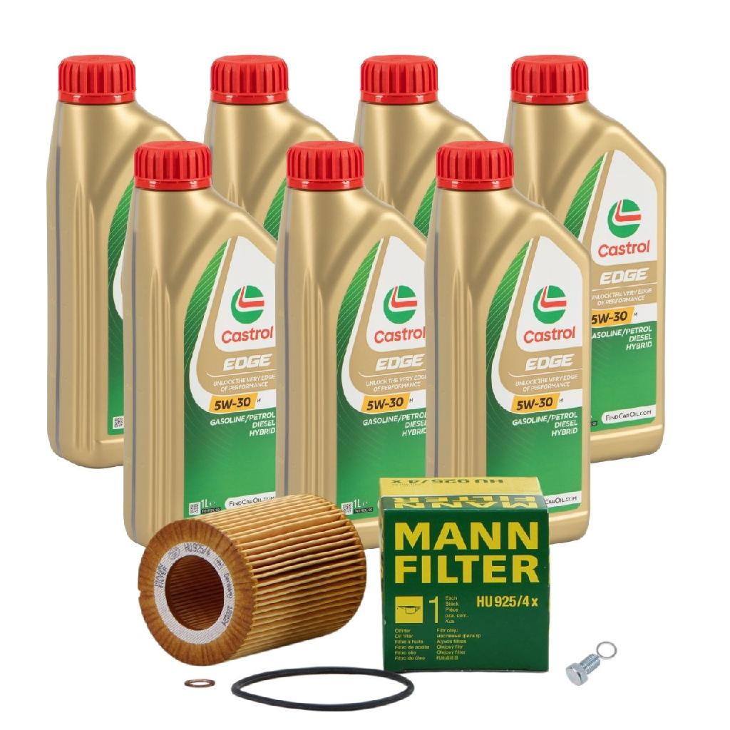 7 Liter CASTROL Edge Motoröl ÖL 5W30 M BMW Longlife-04 + MANN Ölfilter HU925/4x