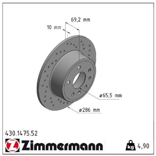 ZIMMERMANN Bremsscheibe 430.1475.52 + Bremsbelagsatz, Scheibenbremse 21050.155.1 Bild ZIMMERMANN Bremsscheibe 430.1475.52 + Bremsbelagsatz, Scheibenbremse 21050.155.1