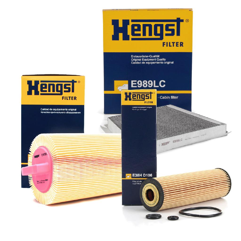 HENGST FILTER Luftfilter E472L + Filter, Innenraumluft E989LC + Ölfilter E38H D106