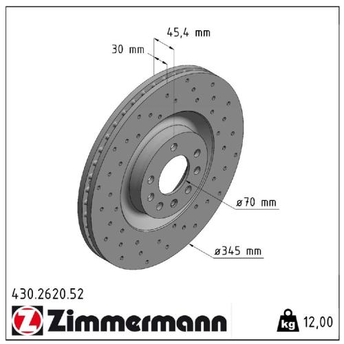 ZIMMERMANN Bremsscheibe 430.2620.52 + Bremsbelagsatz, Scheibenbremse 23404.205.1 Bild ZIMMERMANN Bremsscheibe 430.2620.52 + Bremsbelagsatz, Scheibenbremse 23404.205.1